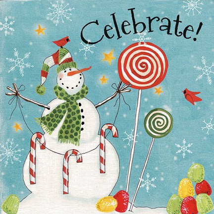 Framed Sweet Snowmen I Blue Print