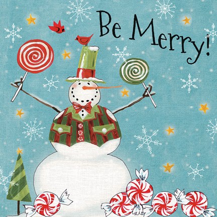 Framed Sweet Snowmen IV Blue Print