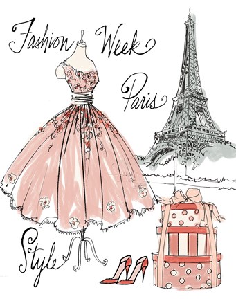 Framed Fashion Week III on White Print