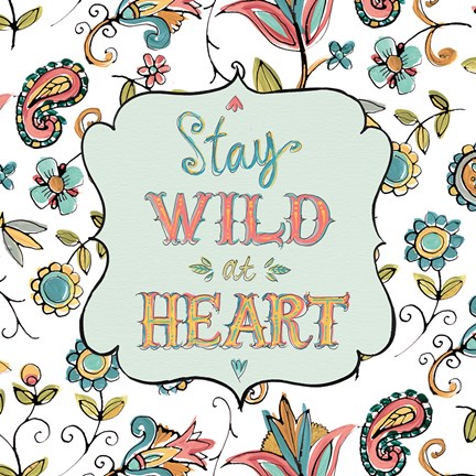 Framed Peace and Paisley II on White Print