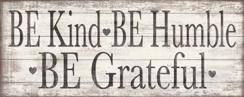 Framed Kind Humble Grateful Wood Sign Print