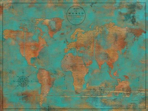Framed Rustic World Map Print
