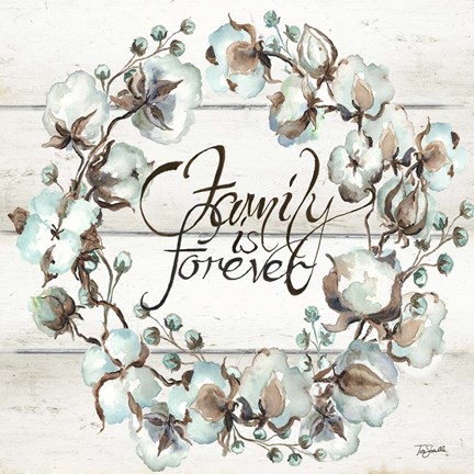 Framed Cotton Boll Family Wreath Print