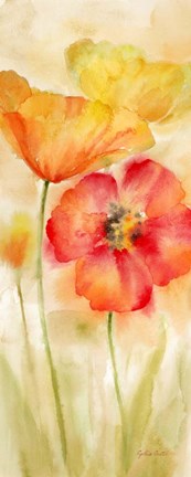 Framed Watercolor Poppy Meadow Spice Panel I Print