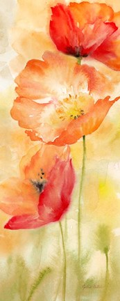 Framed Watercolor Poppy  Meadow Spice Panel II Print