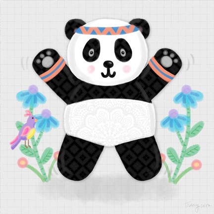 Framed Tumbling Pandas III Print