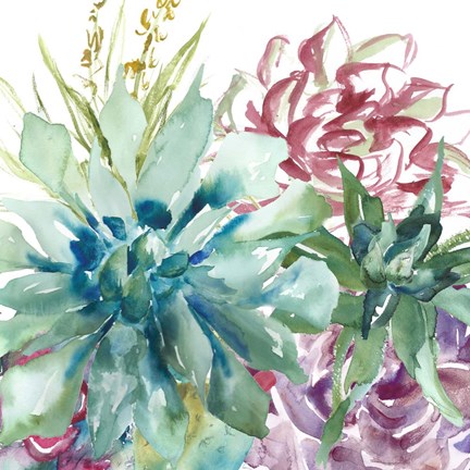 Framed Succulent Garden Watercolor II Print