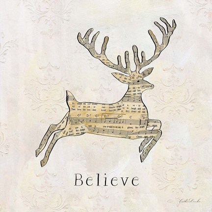 Framed Vintage Christmas Believe Print