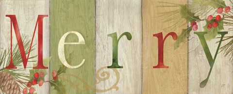 Framed Merry Rustic Sign I Print