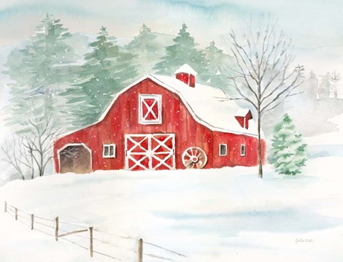Framed Winter Farmhouse Print