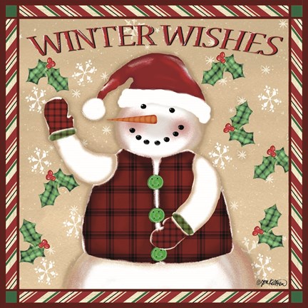 Framed Season&#39;s Greetings Snowmen II Print