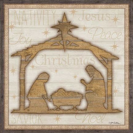 Framed Rustic Nativity Print
