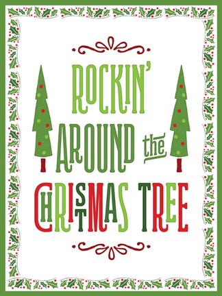 Framed Colorful Christmas with border II Print