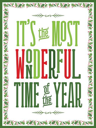 Framed Colorful Christmas with border IV Print