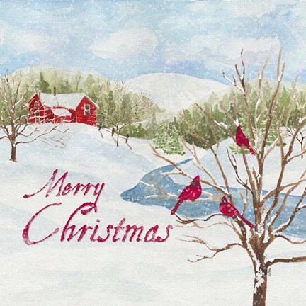 Framed Christmas in the Country IV Merry Christmas Print