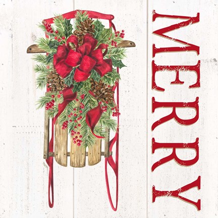 Framed Home for the Holidays Merry Sled Print