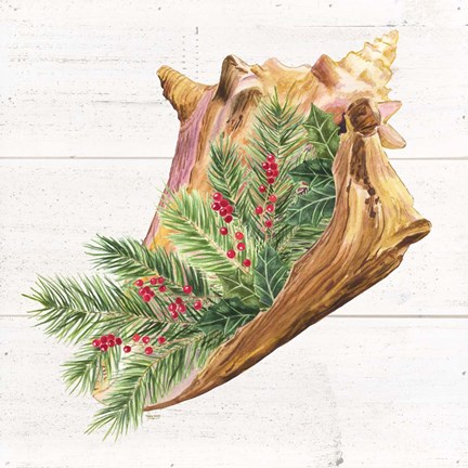 Framed Christmas by the Sea Conch square Print