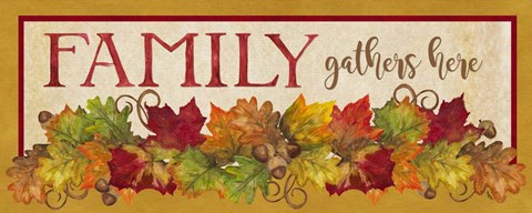 Framed Fall Harvest Family Gathers Here sign Print