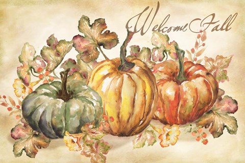 Framed Watercolor Harvest Welcome Fall Print
