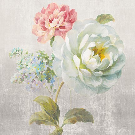 Framed Textile Floral Square I No Lace Print