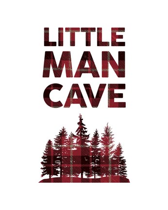 Framed Little Man Cave - Trees Red Plaid Print