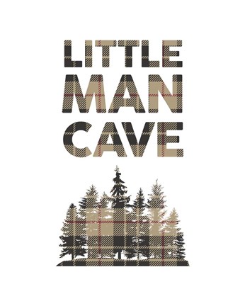 Framed Little Man Cave - Trees Tan Plaid Print