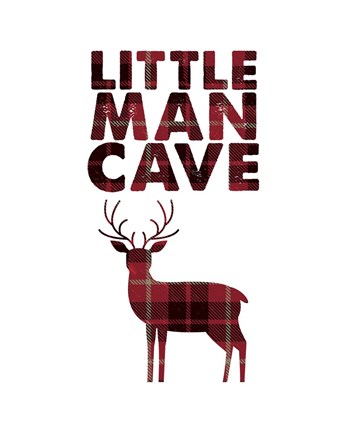 Framed Little Man Cave - Deer Red Plaid Print