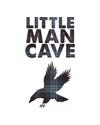 Framed Little Man Cave - Eagle Blue Plaid Print