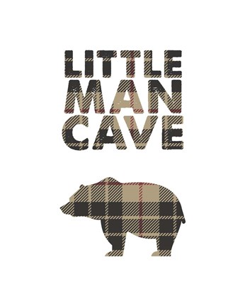 Framed Little Man Cave - Bear Tan Plaid Print