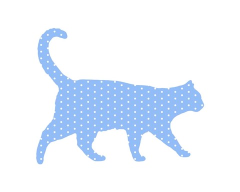 Framed Dot Pattern Cat - Blue Print