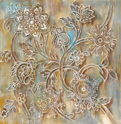 Framed Henna with Vine Print