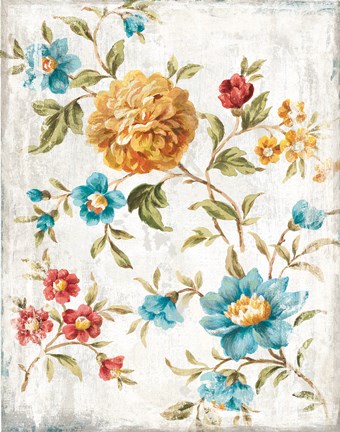 Framed Golden Flowers I Print