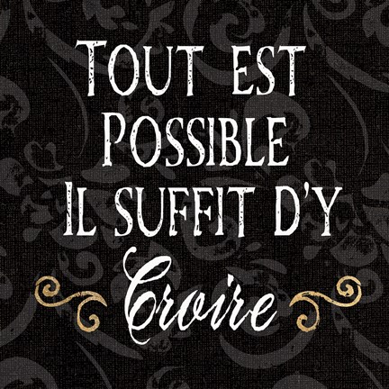 Framed Inspirational Collage IV French on Black Print