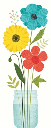 Framed Seaside Bouquet V Mason Jar no Word Print