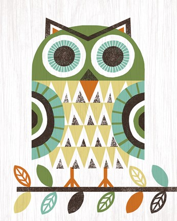 Framed Folk Lodge Owl Earth Print
