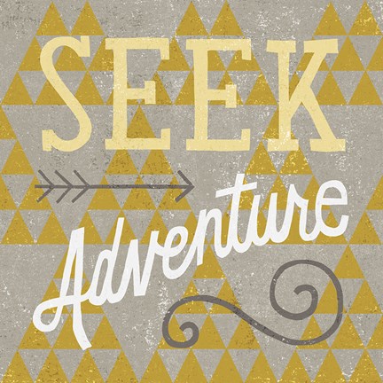 Framed Mod Triangles Seek Adventure Retro Print