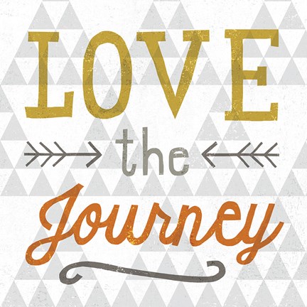 Framed Mod Triangles Love the Journey Retro Print