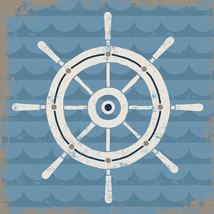 Framed Nautical Helm Print