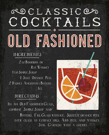 Framed Classic Cocktail Old Fashioned Print