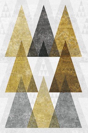 Framed Mod Triangles IV Gold Print