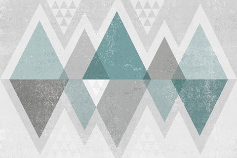 Framed Mod Triangles II Grey Print