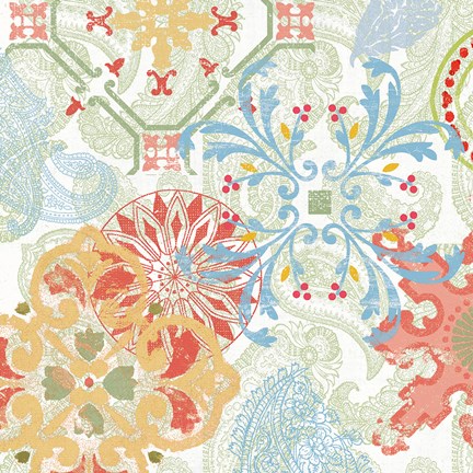 Framed Crimson Stamps II Spring Print