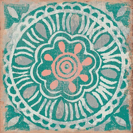 Framed Ocean Tale Tile VI Coral Print