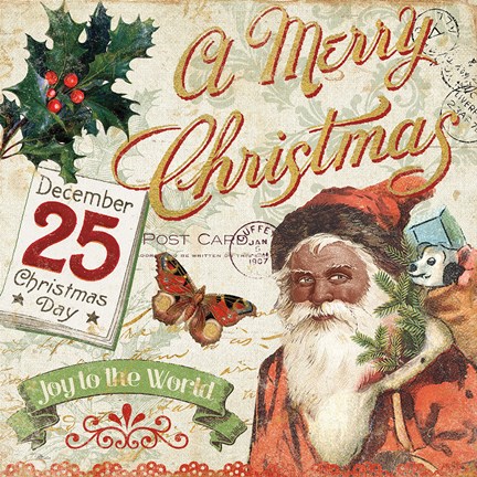 Framed Vintage Christmas II Santa Print