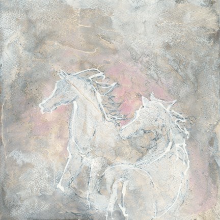 Framed Blush Horses I Print