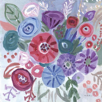 Framed Floral Jewels I Print