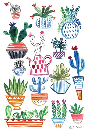 Framed Funky Cacti I Print