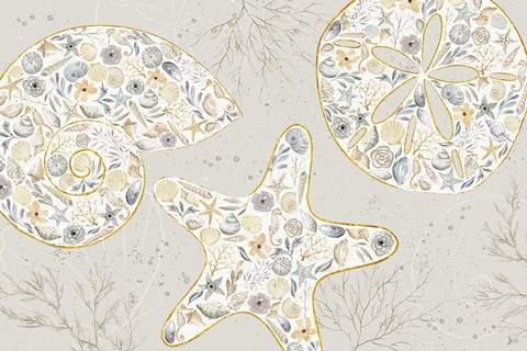 Framed Seaside Blossoms V Neutral Print