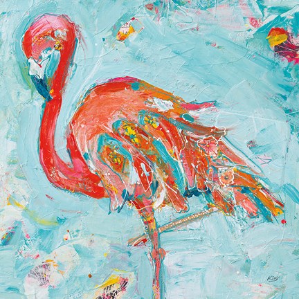 Framed Flamingo Bright Print