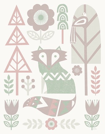 Framed Folk Lodge Fox v2 Hygge Print